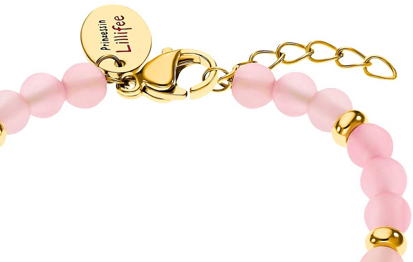 Armband med rosa pärlor, guldfärgat spänne och länkar