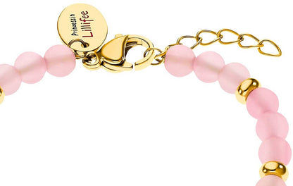 Armband med rosa pärlor, guldfärgat spänne och länkar