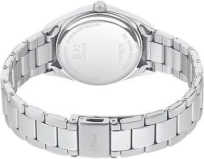 s.Oliver damklocka bakifrån med silverfärgat metallarmband, runt urverk och vikbart spänne