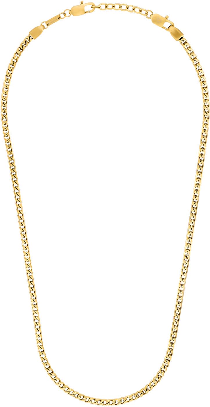Guldpläterat halsband med pansarkedja, avlånga länkar, dubbla kedjelager