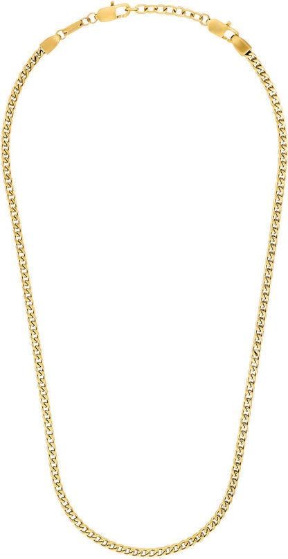 Guldpläterat halsband med pansarkedja, avlånga länkar, dubbla kedjelager