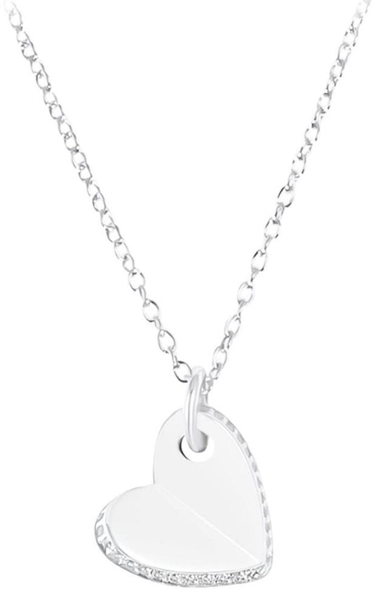 s.Oliver halsband med hjärthänge, silverfärgad, med stenar