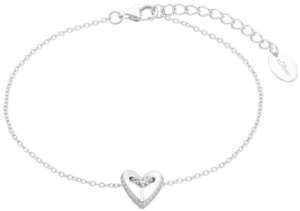 Silverfärgat armband med hjärthänge, fin länkkedja