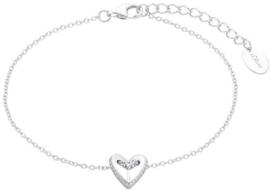 Silverfärgat armband med hjärthänge, fin länkkedja