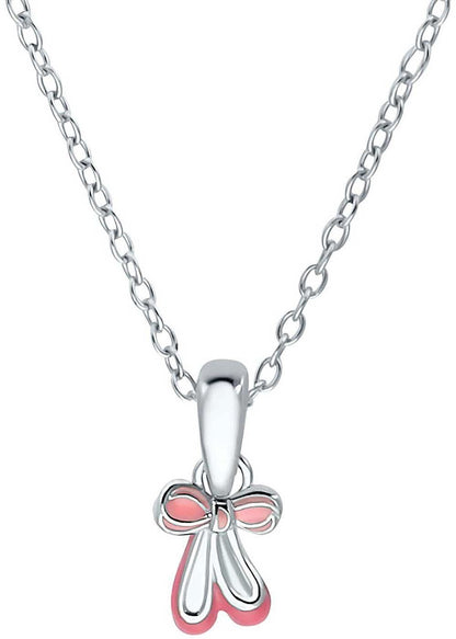 Silket halsband med rosetthänge och rosa detaljer, pansarkedja med karbinlås