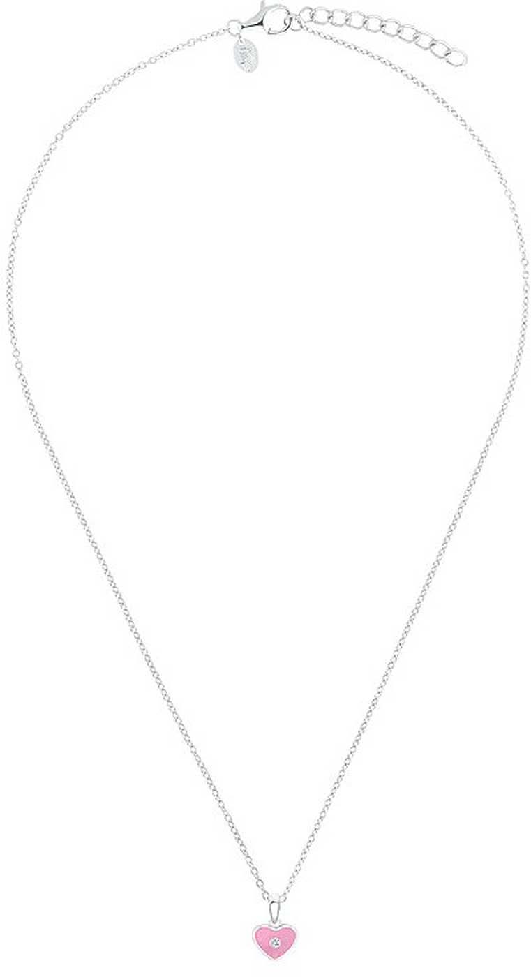 "Fin silverfärgad halsband med rosa hjärthänge vid det lilla låset"