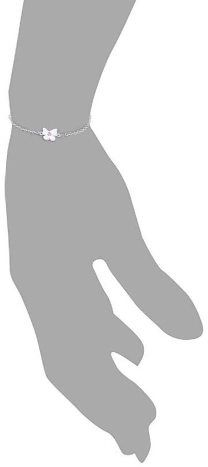 Armband med fjärilshänge, buret runt handleden