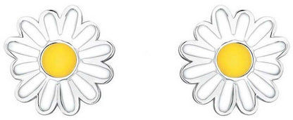 Silversmycken med vita prästkrageblommor och gul mitt