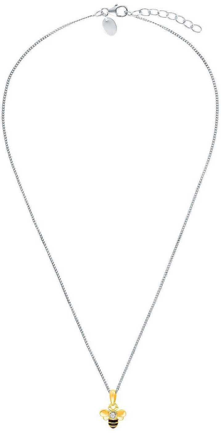 Halsband med fin kedja och bi-hänge, silverfärgad, hänge nedtill