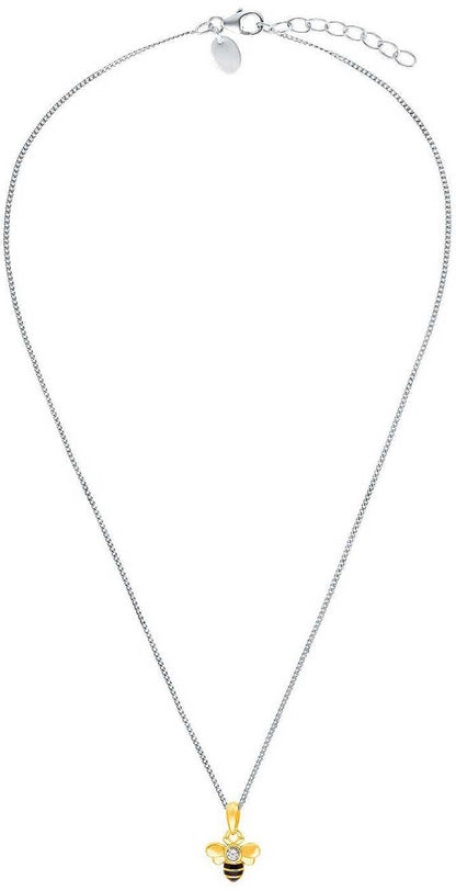 Halsband med fin kedja och bi-hänge, silverfärgad, hänge nedtill