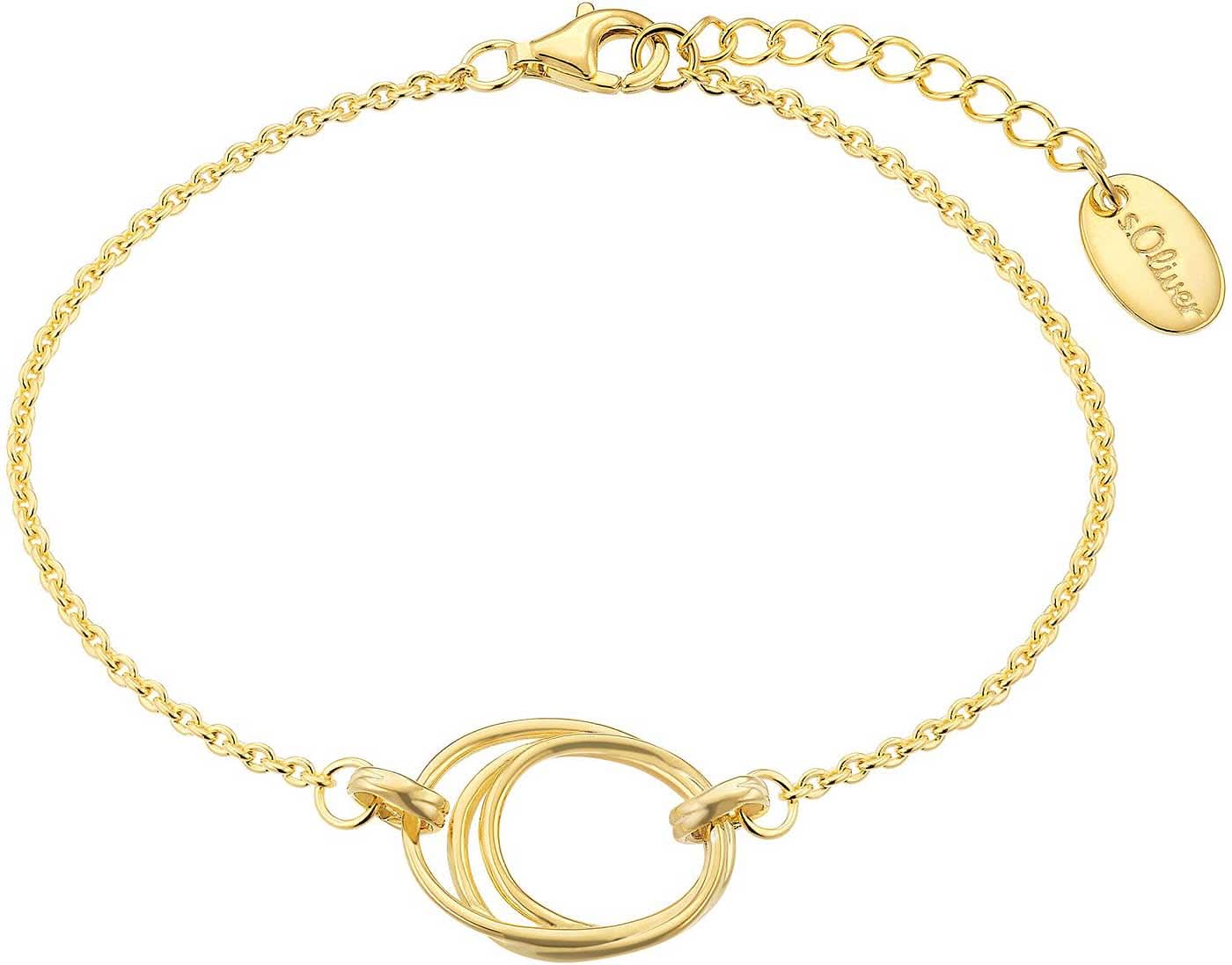 Guldpläterat armband med snirklig berlock och länkar