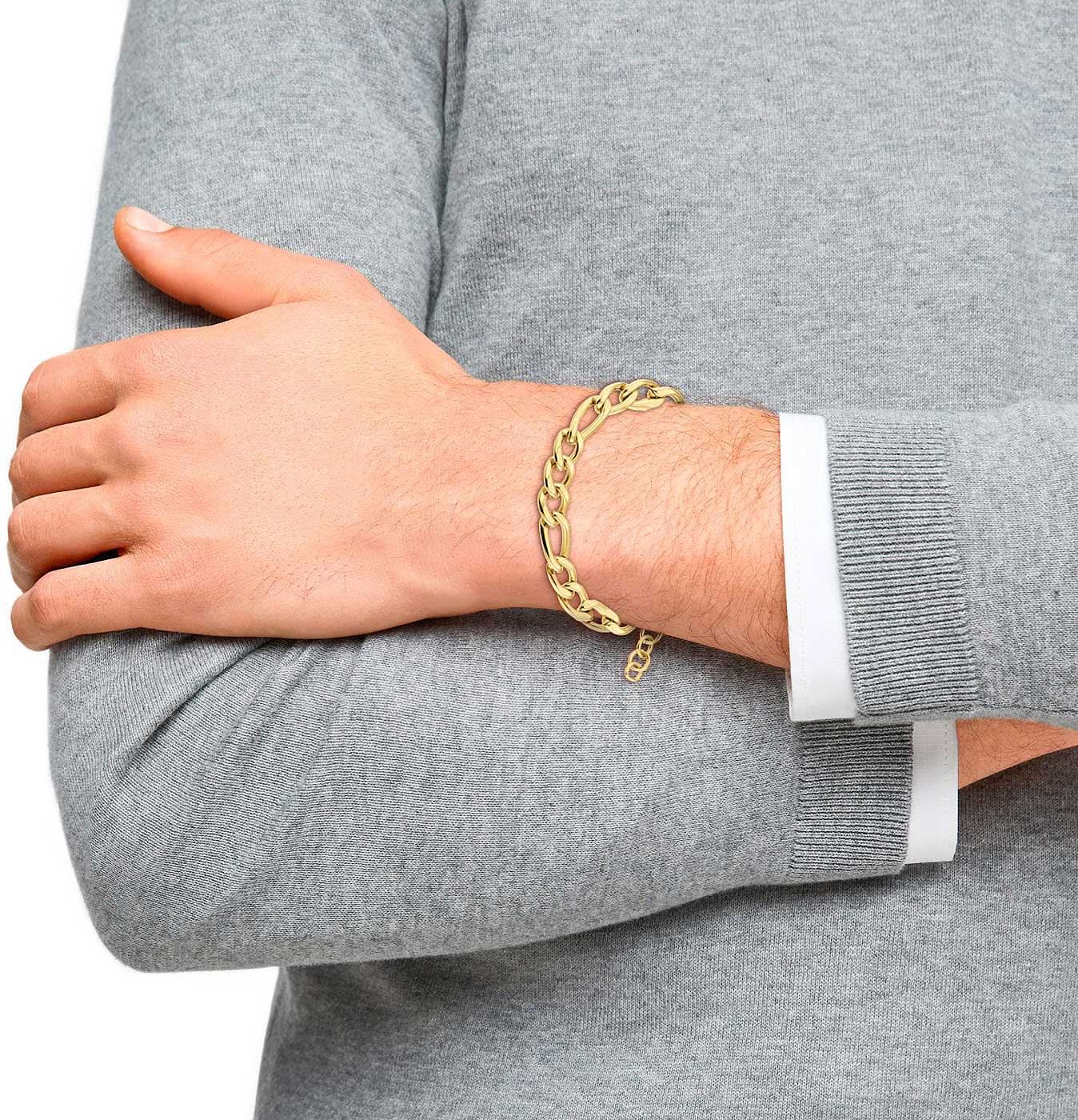 Figaro-armband runt handleden, guldfärgat länkarband med spänne, s.Oliver Jewelry.