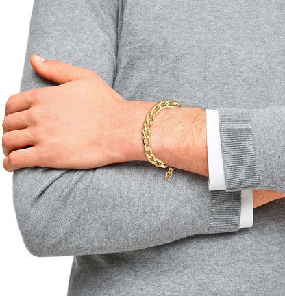 Figaro-armband runt handleden, guldfärgat länkarband med spänne, s.Oliver Jewelry.