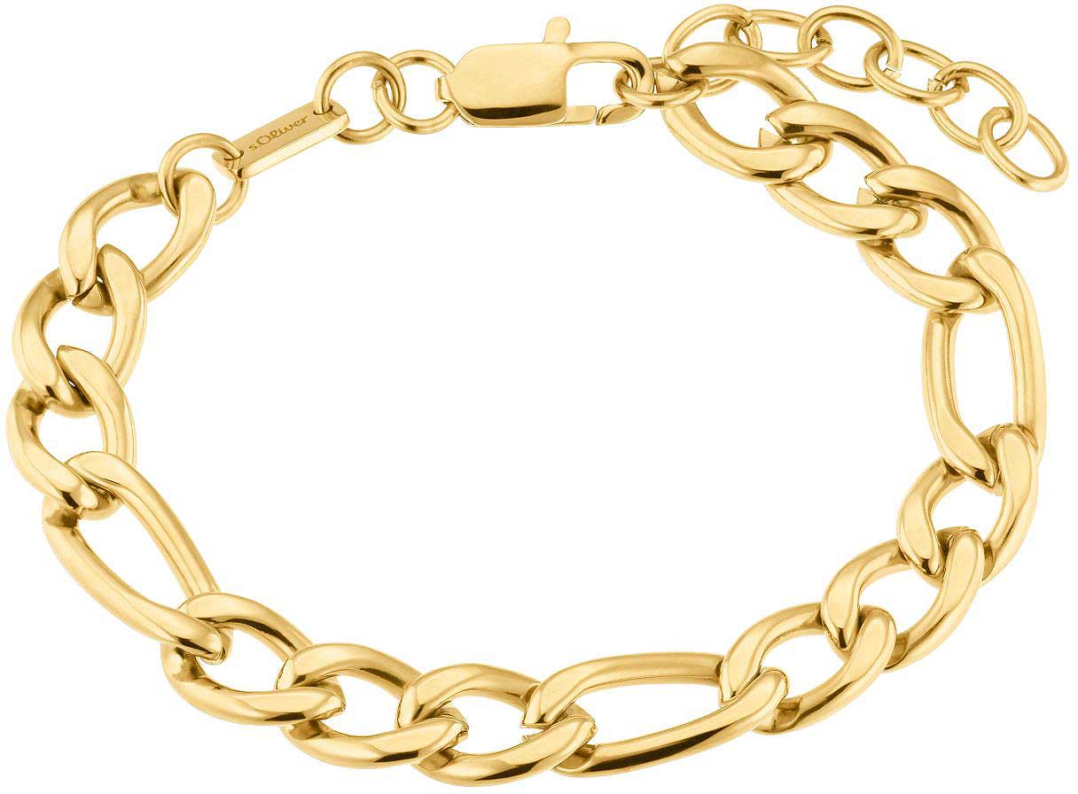 Guldfärgat figaroarmband med länkar och karbinhake, s.Oliver Jewelry.