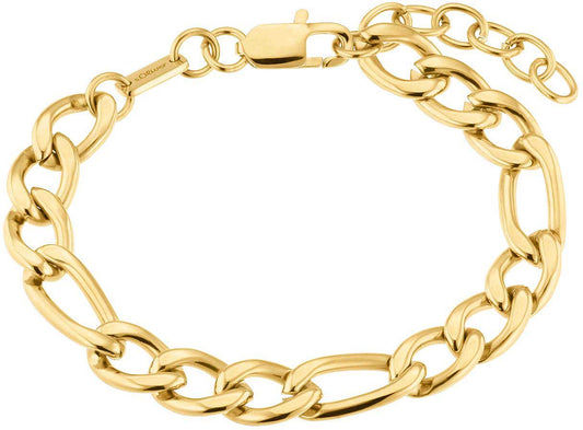 Guldfärgat figaroarmband med länkar och karbinhake, s.Oliver Jewelry.