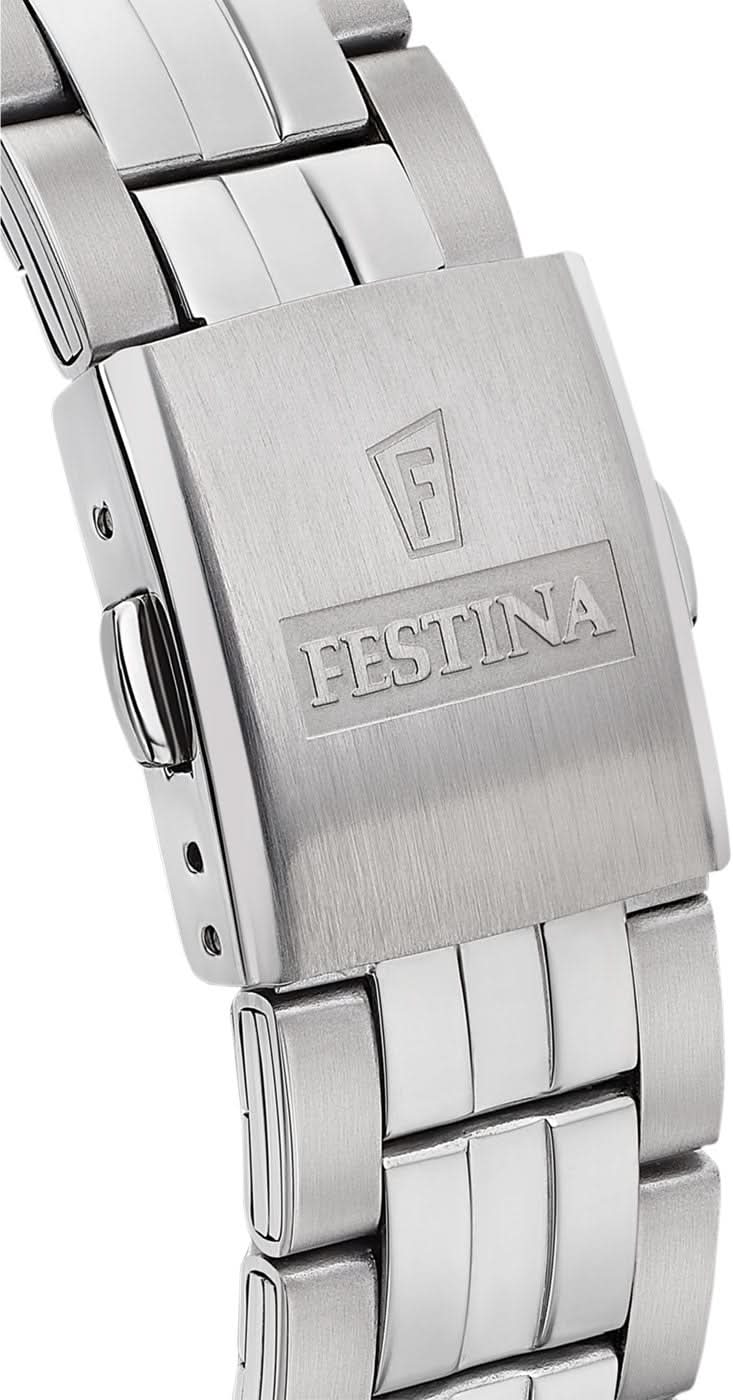 Herrklocka: Rostfritt stål med "F"-logotyp och Festina-text på armbandet