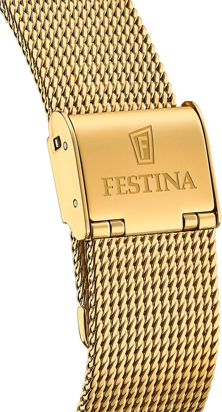 Spänne för gyllene metallarmband med FESTINA-prägling