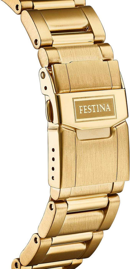 Guldklocka för herrar med metallarmband och spänne, sidovy