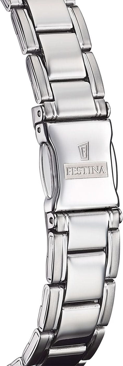 Klockarmband för dam med rostfria stållänkar och spänne med Festina-gravyr