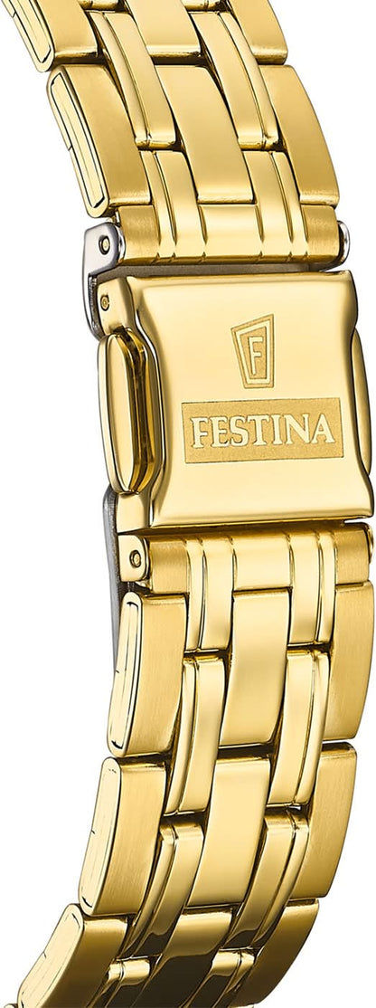 Metallarmbandspänne i guldfärg med Festina-logotyp