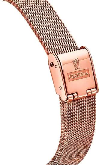 Damarmband roséguld Milanese, sidospänne med Festina-logotyp