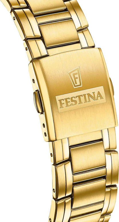 Guldformat klockarmband med spänne och FESTINA-prägling