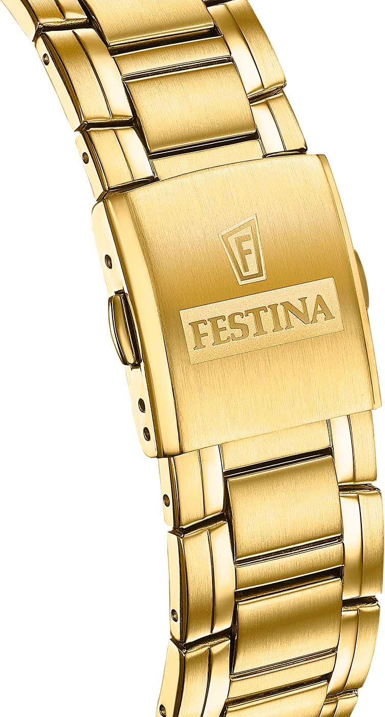 Guldpläterat armband med spänne och FESTINA-prägling