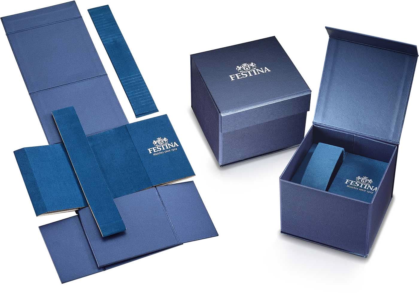 Festina klockboxset med blå lådor och inlägg