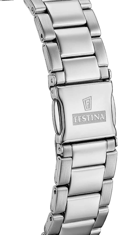 Festina herrarmbandsur: armband i rostfritt stål med spänne, sidovy