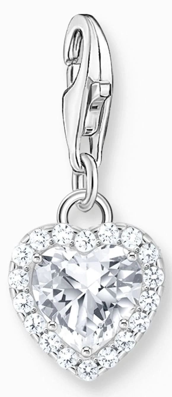 Hjärtformat berlockhänge i 925 sterlingsilver med vita zirkoniastenar