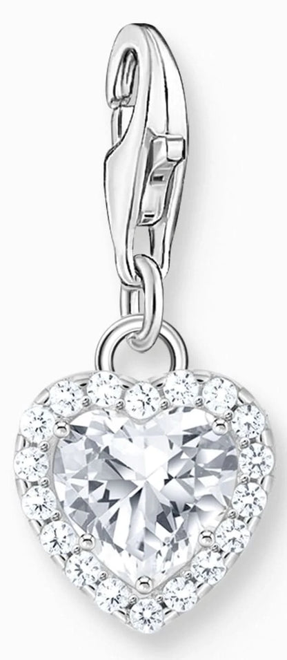 Hjärtformat berlockhänge i 925 sterlingsilver med vita zirkoniastenar