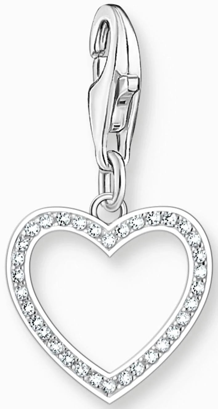 925 sterlingsilver hjärthänge med vita zirkoniastenar och ögla