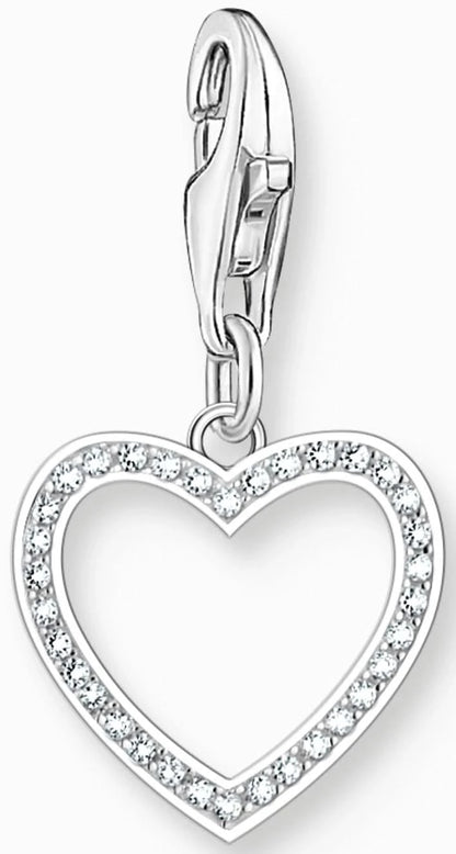 925 sterlingsilver hjärthänge med vita zirkoniastenar och ögla