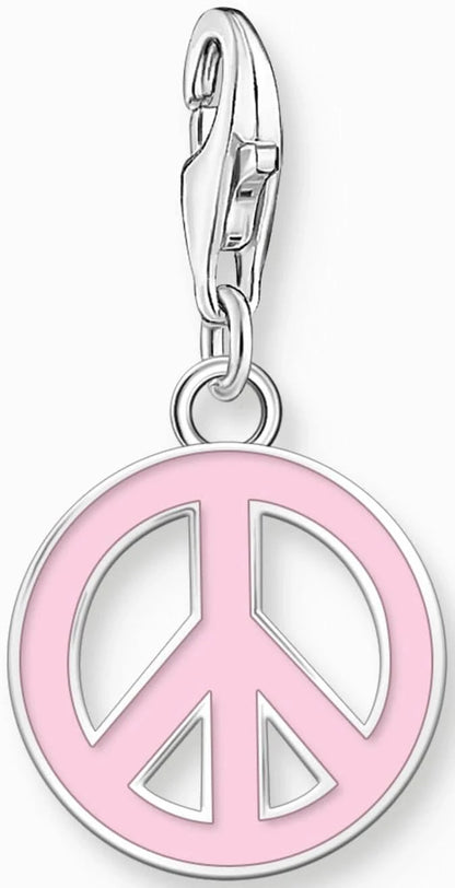 Thomas Sabo Charm-hänge med rund Peace-symbol, rosa emalj, sterlingsilver