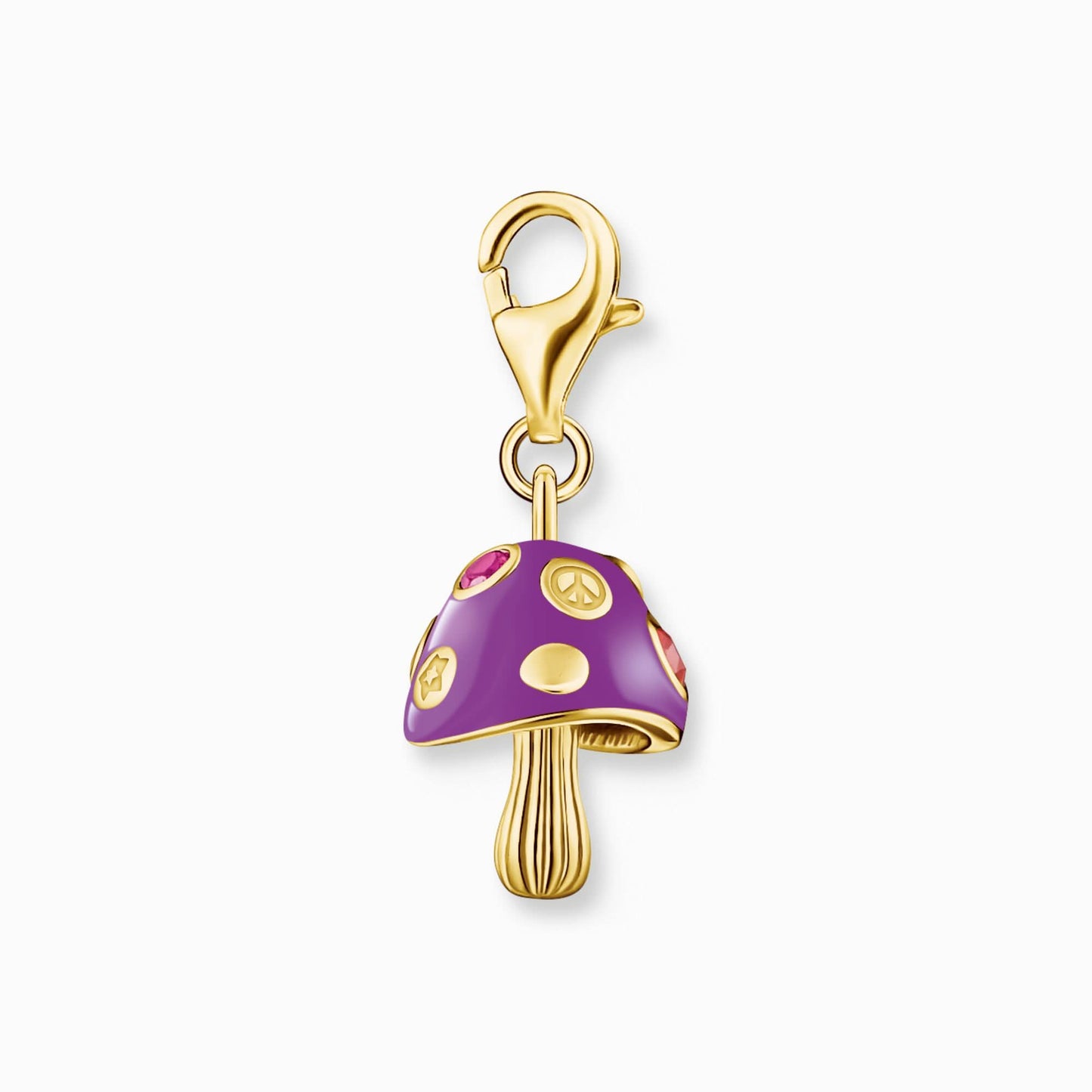 Thomas Sabo Charm-hänge Svamp lila kallemalj, 18k guldpläterad, med ögla