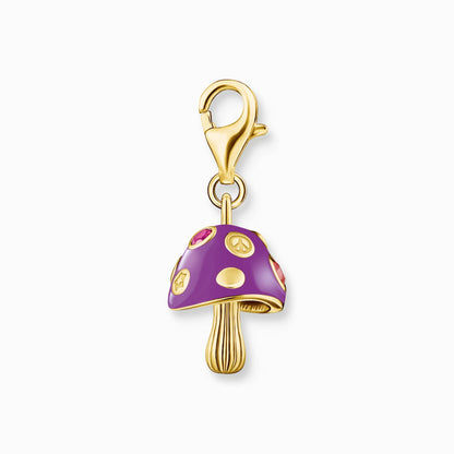 Thomas Sabo Charm-hänge Svamp lila kallemalj, 18k guldpläterad, med ögla