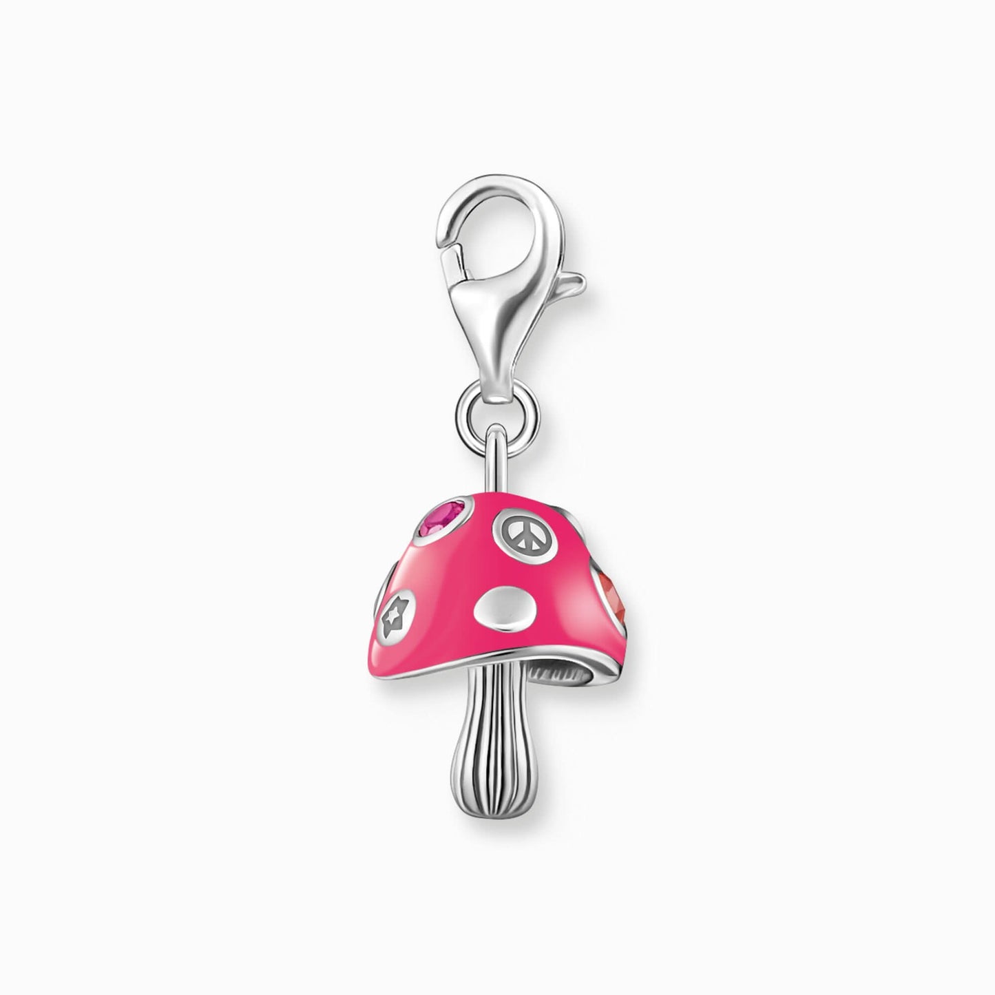 Thomas Sabo Charm-hänge: rosa svamp i 925 sterlingsilver med emalj, karbinhake