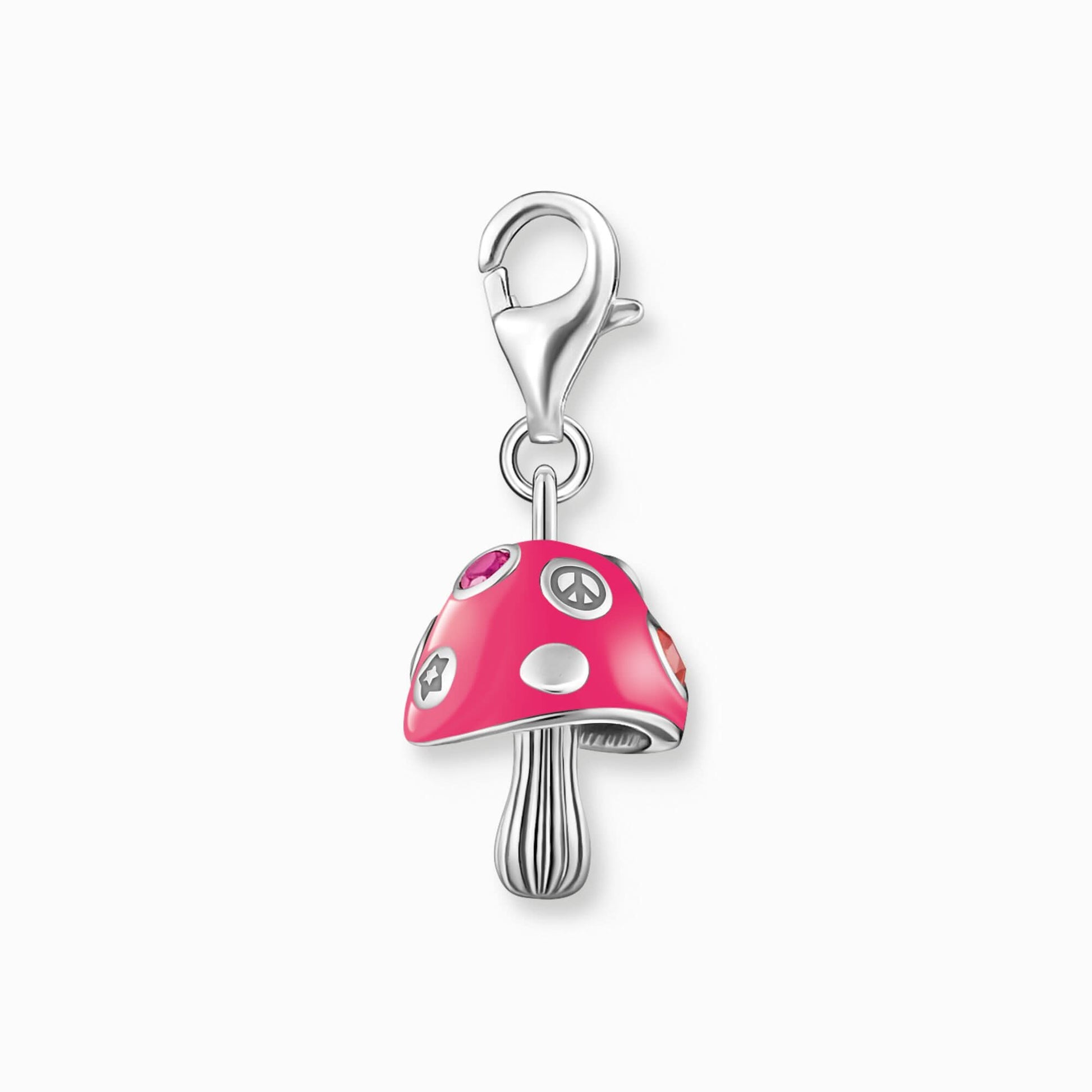 Thomas Sabo Charm-hänge: rosa svamp i 925 sterlingsilver med emalj, karbinhake