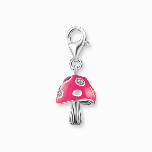 Thomas Sabo Charm-hänge: rosa svamp i 925 sterlingsilver med emalj, karbinhake