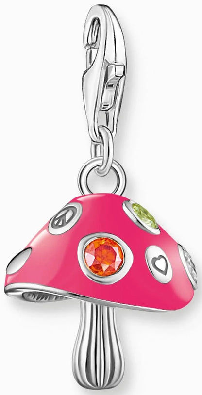 Thomas Sabo berlock rosa svamp med orange sten och emalj, 925 sterlingsilver