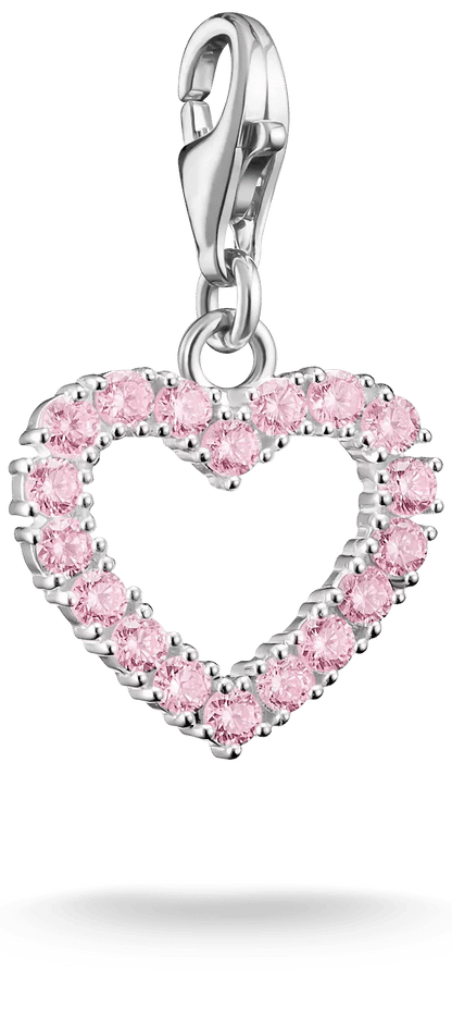 Hjärtberlock i silver med rosa zirkoniastenar