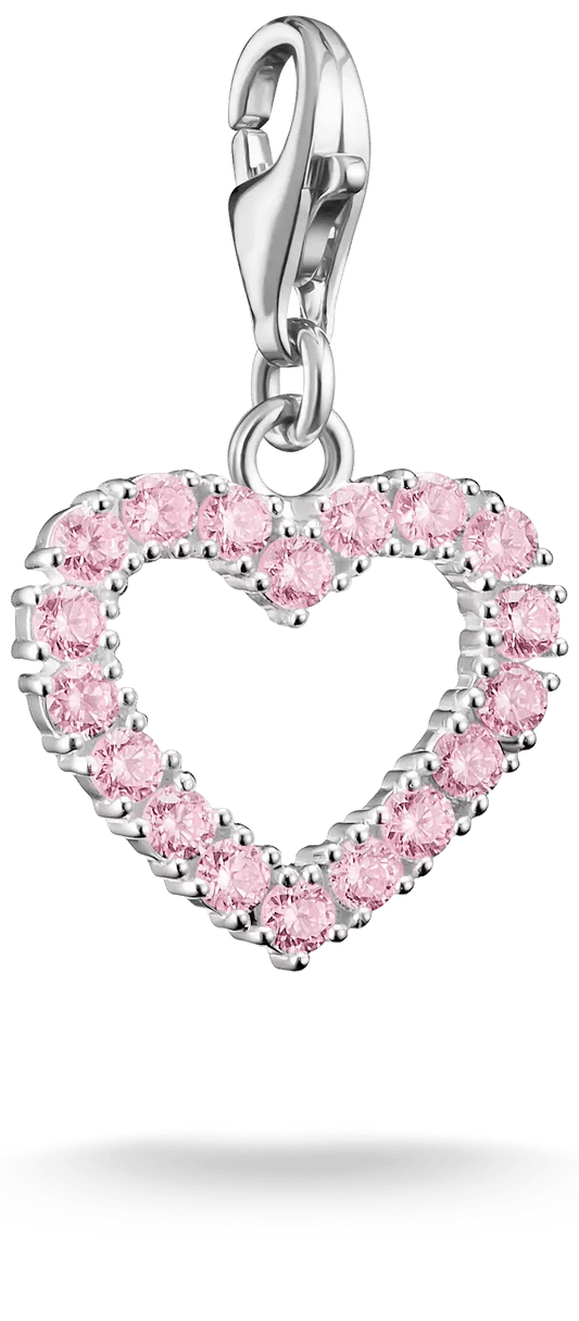 Hjärtberlock i silver med rosa zirkoniastenar
