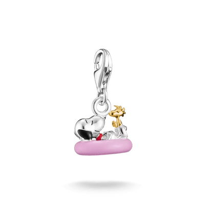 Snoopy-berlock i 925 silver med 18K-förgyllning, på rosa motiv