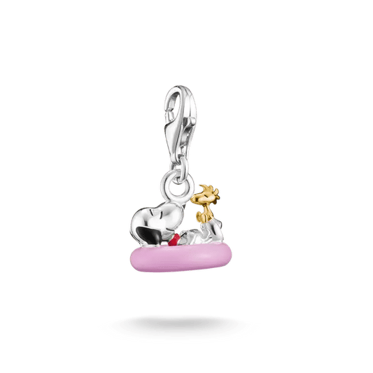 Snoopy-berlock i 925 silver med 18K-förgyllning, på rosa motiv