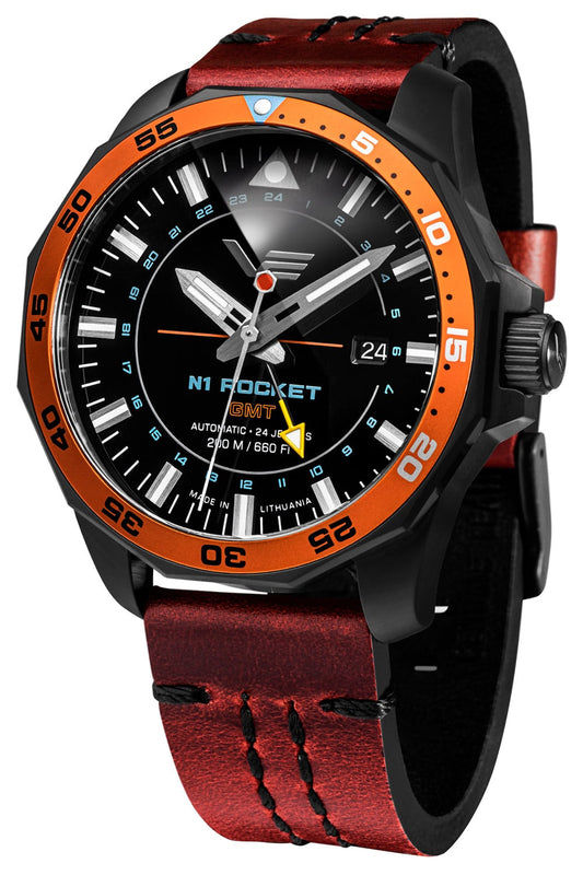 Vostok Europe Rocket N1 NH34-225C714-LBBRW Herrenuhr Braun/Schwarz • Automatik GMT • Bidirektionale Lünette