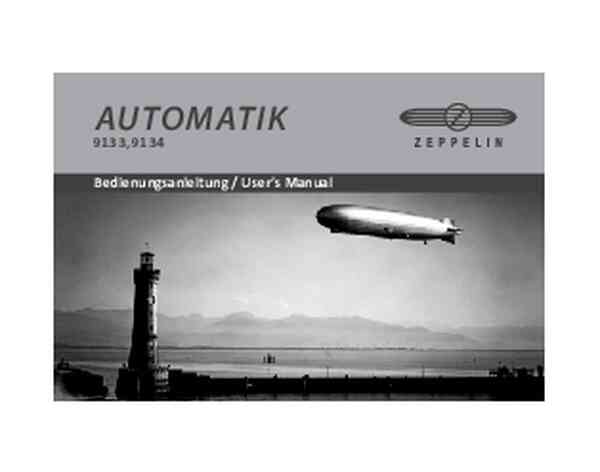 Bruksanvisning med texten "AUTOMATIK" och en bild av ett zeppelinare