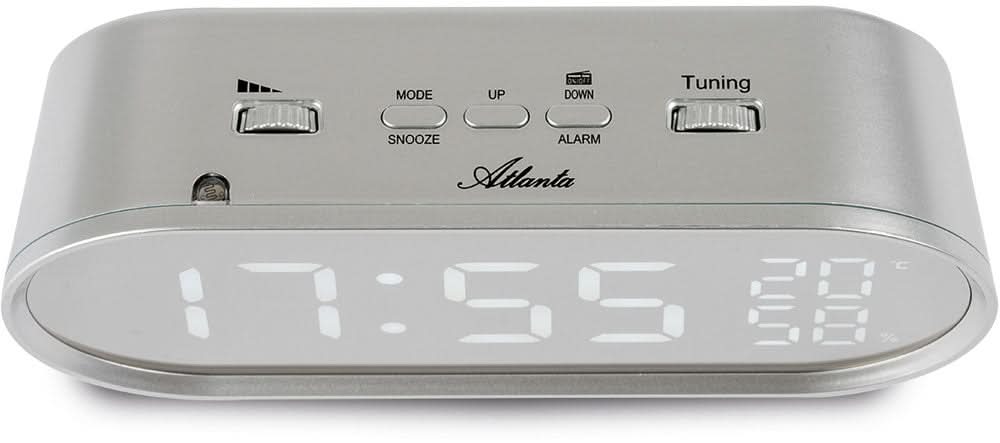 Digital radioväckarklocka Atlanta med kontrollknappar och LED-tid-/fuktdisplay