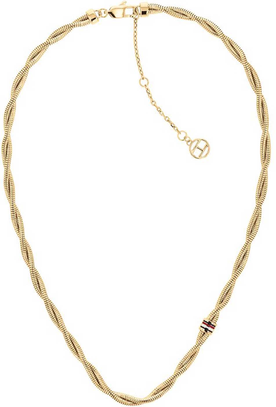 Halsband med ormlänk i tvinnad design, guldfärgad, med karbinhake