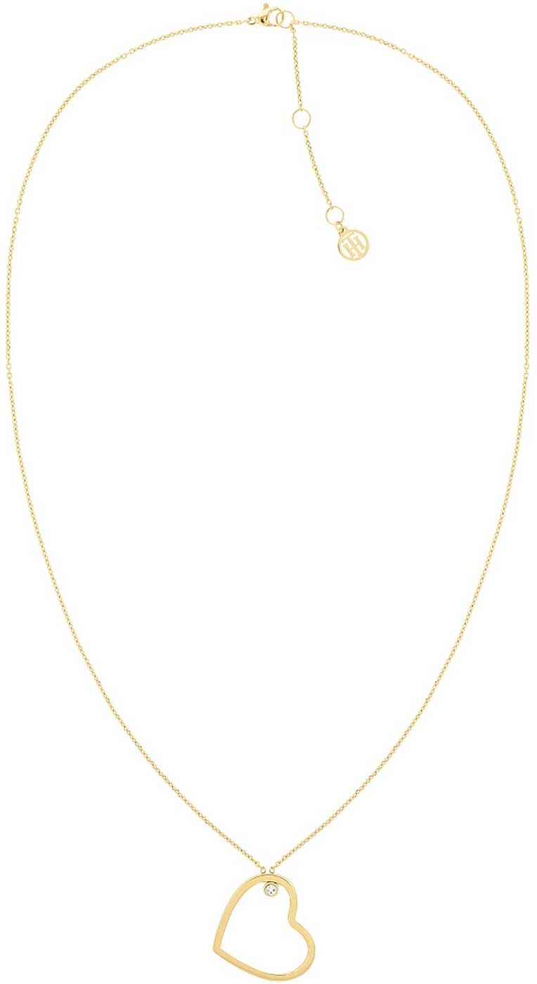 Tommy Hilfiger halsband med hjärthänge, guldfärgat kedja och oval hjärtdel