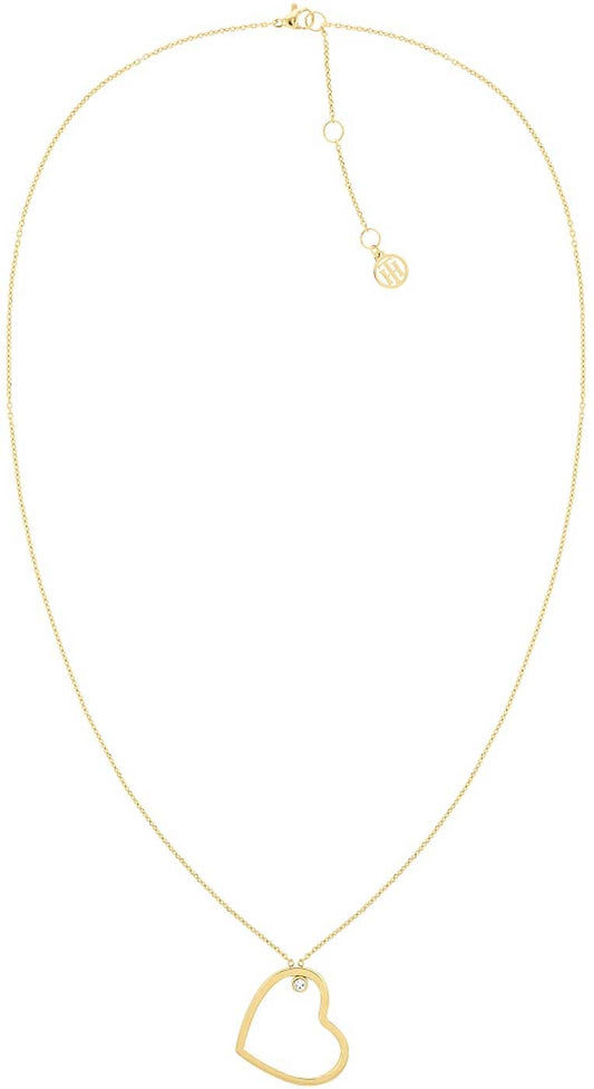 Tommy Hilfiger halsband med hjärthänge, guldfärgat kedja och oval hjärtdel